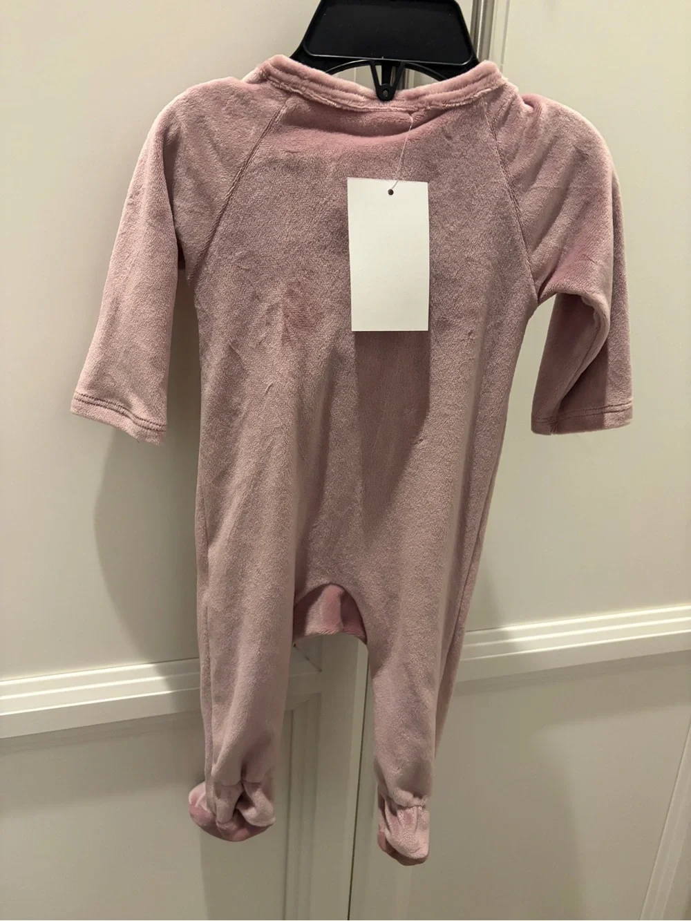 Toby Designed in NY City, Footed One-Piece with Headband & Rattle Dusty Rose